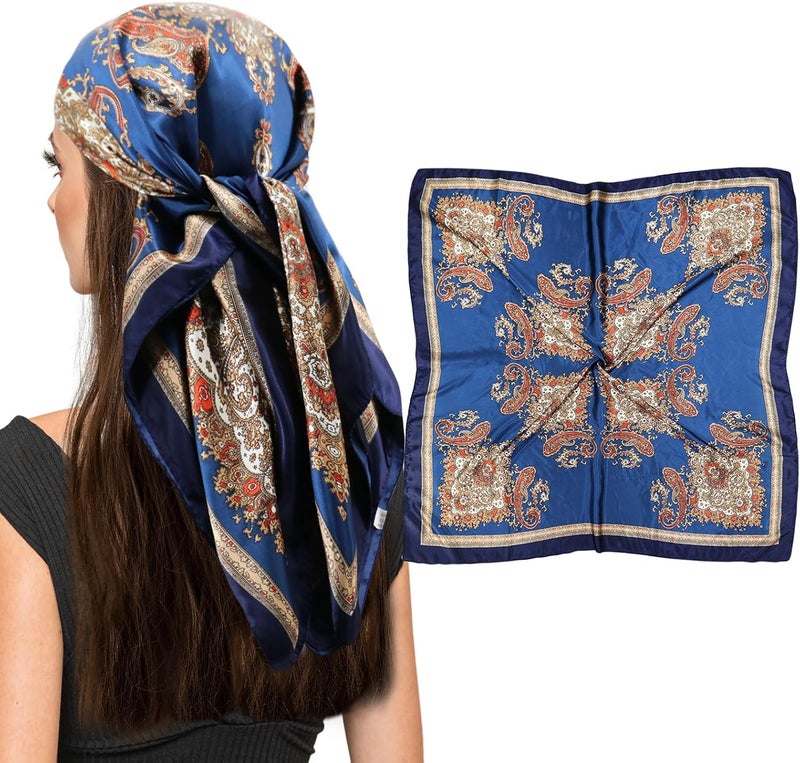 vimate 35" Square Silk Like Head Scarf - Women's Fashion Satin Scarf Bandana for Hair Wrapping at Night. - Image 1